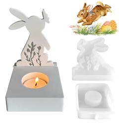 Osterhase Silikonformen Gießformen, Kaninchen Silikonform Kerzenhalter, Hasenform Gießformen für Ostern Hase Silikon DIY Giessform Ostern Hase Backform für Kerzenständer Stabkerzen Teelichter