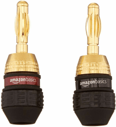Amazon Basics Bananenstecker - Riegel, 6 Paar (12 Stück), Lautsprecher, Gold