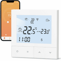 Beok Thermostat Fussbodenheizung Wasser, Tuya Smart WiFi Raumthermostat Fußbodenheizung Programmierbar Heizungsthermostat Digital Wandthermostat Kompatibel Alexa, Google Home, 3A TDS72WIFI-WP Weiß