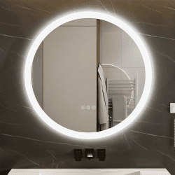 ChillCruiser 500MM runder LED-Badezimmerspiegel mit Touch-Schalter, dimmbare Hintergrundbeleuchtung, Antibeschlag, 3 Farbmodi, Memory Funktion Kosmetikspiegel