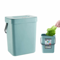RANJIMA Kleiner Komposteimer für die Küche, Biomülleimer Küche, Mülleimer für Arbeitsplatte, Hängend Biomülleimer, Behälter mit Deckel, Komposter, für den Innenbereich/Bad/Küchen/Büro, 3 L