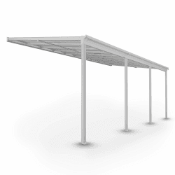 Juskys Terrassenüberdachung Borneo 6x3 m — Sonnenschutz aus Aluminium mit Doppelstegplatten — Terrassendach zur Wandmontage in Weiß