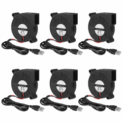 6 Stück 50 mm Kühlung USB-Gebläse 5015 5 V USB 5 Volt Lüfter Gebläse Turbine Turbo Kugellager 50 x 50 x 15 mm PC-Computergehäuse Kühlung Kühlerlüfter