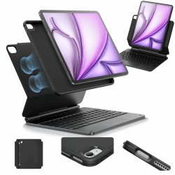 ESR iPad Air 13" (M3/M2, 2025/2024) Hülle mit Tastatur, Tastaturhülle mit Einzustellendem Magnetständer, Hoch-/Erhöhter Modus, Abnehmbare Schutzhülle, Rebound 360 Serie, Schwarz