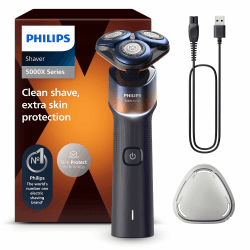 Philips Shaver Series 5000X, Elektrorasierer für Nass- und Trockenrasur, Skin Protect Technologie, flexibler 360-Grad-Scherkopf, Aufladen in 1 Std./5 Min Schnellladung (Modell X5012/00)