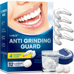 Knirscherschiene Für Nacht, 2 Größen, Mouth Guard, 4 Formbare Mundschutz zum Zähneknirschen, Gegen Bruxismus und Zähneknirschen Transparent