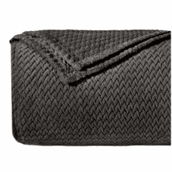 Dreamzie - Kuscheldecke 150x200 cm - Flauschig Fleecedecke Mikrofaser 100% Polyester 260gsm - Decke Sofa mit Fischgrätmuster und weicher Haptik - Anthrazit