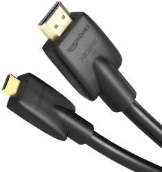 Amazon Basics Hochgeschwindigkeits-Micro-HDMI-Kabel auf HDMI, neuster Standard, 1.83 m, Schwarz