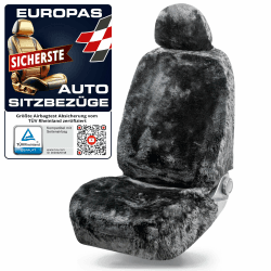 Walser Premium Lammfell Autositzbezug Maya, 100% Lammfell Sitzbezug für Auto, 1 Stück Lammfell Sitzbezüge Auto Vordersitze, Autositzbezug Lammfell, Autositzbezug Fell, Lammfell Autositz schwarz