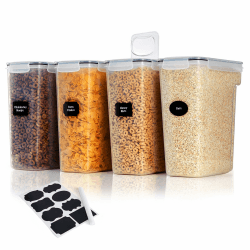 Lifewit 4 Stücke Vorratsdosen Set für Müsli mit Klappdeckel, 5.5L luftdichte Aufbewahrung Sets mit Etikettenaufklebern zur Organisation der Küchentheke für Müsli, Mehl, Zucker, BPA-frei