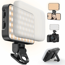 ANXRE Selfie Licht mit Soft-Diffusor & integriertem Ständer – Wiederaufladbares Clip-Fill-Licht mit 96 LEDs, geeignet für Handy, iPhone, Kamera und Laptop, für Make-up, TikTok, Vlogs und Videoanrufe