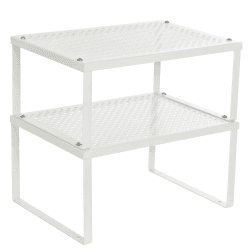 SONGMICS Gewürzregal, 2er Set, Küchenregal, Küchen-Organizer, Küche, Gewürzhalter, erweiterbar, stapelbar, kleines Regal, Metall, weiß KCS01WT