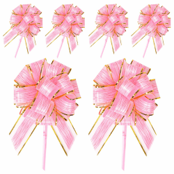 RIVIEVAL 6 Stück Zugschleifen, 6,3 Zoll Schleifen zum Verpacken von Geschenken. Rosa Schleifen zum Verpacken von Geschenken. Große Schleifen zum Verpacken von Geschenken. Hochzeitsband (Rosa)