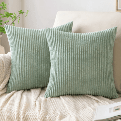 EMEMA Kissenbezug Kordsamt Zierkissenbezug Dekokissen Sofakissen 45x45 cm Kord Kissenhülle Dekorative Weiche Zierkissenbezüge Kissen für Sofa Sessel Zuhause Schlafzimmer Hellgrün 45 x 45 cm, 2 Stück Hellgrün