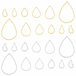 PH PandaHall 90pcs Hoop Ohrringe 24k Gold 925 Silber 6 Größe offen Bezels Teardrop Wave Linking für Schmuckherstellung Ohrring Hohle Rahmen Ringe Ohrring oder Ketten