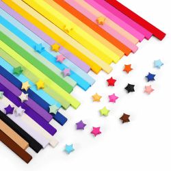 OFFCUP Origami Stern Papierstreifen, 1080 Stück Glücksstern Papierstreifen 27 Farben Kunsthandwerk Sterne Papier Regenbogenfarbe Origamipapier für Bastelarbeiten, Dekoration, Karten Geschenk