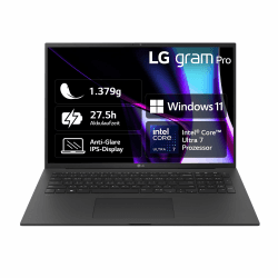 2024 LG gram Pro 17 Zoll Notebook - 1379g Intel Core Ultra7, NVIDIA RTX3050 Laptop (32GB RAM, 2TB Dual SSD, 27h Akkulaufzeit, IPS Panel Anti-Glare Display, Win 11 Home) - Schwarz