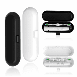 RFYTDCF 4 STK Reiseetui Elektrische Zahnbürste, Mattiert Elektrische Zahnbürste Etui Reiseetui mit Halter Tragbare Zahnbürstenbox Zahnbürsten Etui Reise für Outdoor Familie, Schwarz Weiss