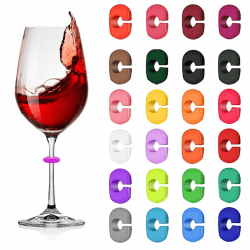 Voyyphixa Glasmarkierer Glas Markierung Trinkgläser Wine Glass Charms Glasmarker Silikon Wine Charms Wein Marker für Weinglas Flasche Cup Trinkglas Cocktail Bar Party Dekoration