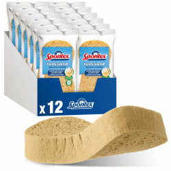 Spontex Allzweckschwamm Handy Sponge, 12er Pack, kompostierbare Schwämme aus natürlicher Zellulose, saugstark, je 15 x 8 cm