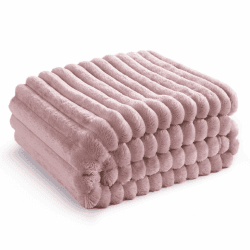 BEDSURE Kuscheldecke Flauschig - Wolldecke & Fleecedecke, Sofadecke, Weiche Warme Grobe Korddecke Gemütlicher Überwurf für Zimmer Deko, Wohn- & Kuscheldecken, Tagesdecke, Rosa, 130 x 170 cm