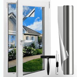 Gufoltie Sonnenschutzfolie Fenster innen oder außen 89x400cm Spiegelfolie Fenster Sichtschutz uv Folie Fenster hitzeschutz Rückstandslose Wärmeschutzfolie Thermofolie Fenster Gegen Hitze Silber