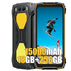 Blackview BV7300 Outdoor Handy ohne Vertrag 2025, 18GB+256GB MTK G81, 6.67" Outdoor Smartphone Android 14, 800LM Campinglampe, 50MP+32MP, 15000mAh, IP68 Wasserdicht Handy, 4G LTE,NFC,OTG,GPS, Orange