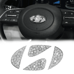 Yumzeco Bling Crystal Lenkrad Emblem Kompatibel mit Hyundai Elantra Sonate IX35 IX25 Tucson Verna MISTRA Akzent Nexo Diamond Autolenkrad Logo 2013-2019, Sparkly DIY Diamond Logo