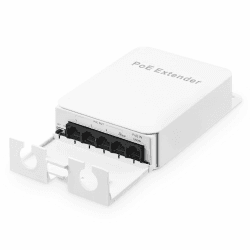 Outdoor PoE Passthrough Switch, 1 PoE in 4 PoE Out Extender, IEEE802.3af/at/bt PoE Powered 90W, 100Mbps Ethernet, Wandmontage Wasserdicht Plug and Play