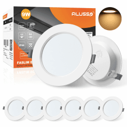 ALUSSO LED Einbaustrahler 230V Spots LED flach 9W Deckenspots Warmweiß 3000K Einbauleuchten IP44 Deckenstrahler für Badzimmer Wohnzimmer, 6er Set