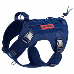 OneTigris Fire Watcher Taktisches Geschirr für Hunde – Molle – mit 1 Griff und 2 D-Ringen ohne D-Verschluss – Nylon 1000D – Größe M, Blau