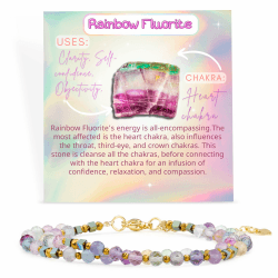 Farfume Armband Damen Edelstein Perlen Armbänder, Chakra 4mm Kristall Natürliche Echte Steine Schmuck Geschenke für Frauen Regenbogen Fluorit-klarheit