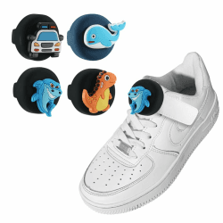 4 Stück AirTag-Halter für Kinder,Cartoon Schutzhülle für AirTag,Kinder Hülle für Airtag, VersteckteHülle GPS-Tracker-Zubehör für Kinder-Schnürsenkel(Blau-schwarz)