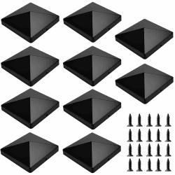 TANCUDER 10 Stück Pfostenkappen 10x10cm, Zaun Pfosten Kappen, Kunststoff Zaunpfostenaufsätze, Quadratische Zaunpfostenschutzkappen mit 20pcs Schrauben für Holzpfostenzäune und Terrassenpfosten