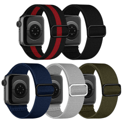 chinbersky 5 Pack Solo Loop Armband Kompatibel mit Apple Watch Armband 45mm 44mm 42mm 41mm 40mm 38mm,Verstellbares Dehnbare Nylon Sport Herren Damen Armband für iWatch SE Series 10/9/8/7/6/5/4/3/2/1