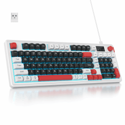 SOLIDEE 96% membran Tastatur kabellos mit Drehknopf,Kabelgebunden/Bluetooth 5.0/2.4GHz Gasket Mount Tastatur&RGB Hintergrundbeleuchtung,98 Tasten mit mechanischem Gefühl und geräuschlos(Black)