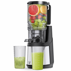 Kauen Entsafter, 350W Slow Cold Press Entsafter mit 140 MM extra großer Fütterungsrutsche, Entsafter Maschinen für ganzes Obst und Gemüse, einfach mit Pinsel zu reinigen