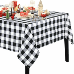BrillShine Tischdecke Abwaschbar Rechteckig 140x 210 cm Buffalo Plaid Tischdecke Schmutzabweisend Polyester Rechteckig Tischdecke für Küche, Camping Weihnachtsfeiern Schwarz Weiß