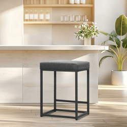 CAMPING WORLD Barhocker, Barstühle mit Fußstütze, Küchenstühle aus Pu-Leder, Rückenloser Barstuhl Hocker, Tresenhocker, Bistrohocker, für Innen Außen Esszimmer Hausbar, Kaffee Stühle in Grau