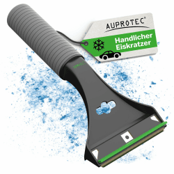 AUPROTEC Eiskratzer Messing/Eiskratzer Auto Messingklinge konvex & Rutschfester Softgriff/Eiskratzer mit Gummilippe/Schneekratzer Auto/Scheibenkratzer Winter/Eisschaber Auto – schwarz-grün