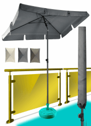 Menz Sonnenschirm, inkl. Sonnenschirmhülle - UPF 50+ Sonnenschirm rechteckig 200 x 125 cm, Sonnenschutz Balkon, Balkon-Schirm in Anthrazit