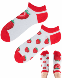 TODO COLOURS Bunte Sneakersocken - Erdbeeren Low - bunte knöchelsocken mit Frucht Motiv