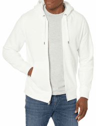 Amazon Essentials Herren Fleece-Kapuzenpulli mit durchgehendem Reißverschluss (erhältlich in den Größen Big & Tall) XS Grellweiß