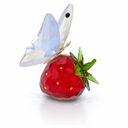 Swarovski Idyllia Schmetterling und Erdbeere, Zierliche Kristallfigur mit Mehrfarbigen, Strahlenden Swarovski Kristallen