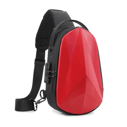 FANDARE Diebstahlschutz Brusttasche Sling Daypacks mit USB-Ladeanschluss Schultertasche Crossbody Bag Umhängetasche Sporttasche Wasserdicht Daypacks für Herren Damen Reisen Wandern Hiking Rot
