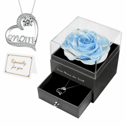 Muttertag Beste Mama der Welt Ewige Rose Mama Geschenk, Handgefertigte Ewige Echte Rosen mit Splitter Halskette Mutter Geschenke, Geburtstag Jubiläum Geschenke für Frauen Mama Oma