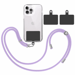 TBOC Band Handykette Schlüsselband Kette Handyschnur [Lila] + 2 [Schwarz] Zusätzliche Befestigungspatches Aufhängen Nacken Universal Handy - Pad Handyband Patch Karabiner Hülle Lanyard