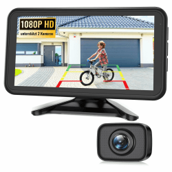 AUTO-VOX W12 Rückfahrkamera Kabellos Auto: 5" LCD 1080P Rückfahrkamera Funk unterstützt 2 Kameras, Rückfahrkamera Nachrüsten mit Stabilem Signal, IP69K Wasserdichter, Nachtsicht für AUTO LKW Wohnmobil
