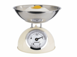 Korona 76151 Retro-Küchenwaage Paul | Tragkraft 5 kg, Einteilung 20 g | Inkl. Edelstahl-Wiegeschale | Tara-Zuwiegefunktion | Große Vollsichtskala