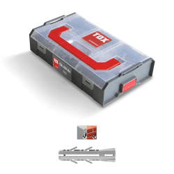 TOX L-BOXX Mini Beton, 296 tlg., individuell anpassbar, stapelbar, mit Spreizdübel Barracuda in unterschiedlichen Größen für Befestigungen in Beton & Vollstein, 094900401